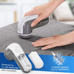 Cymak Lint Remover Fabric Shaver and Sweater Defuzzer with 2-Speeds, 2 Replaceable Stainless Steel Blades, Battery Operated