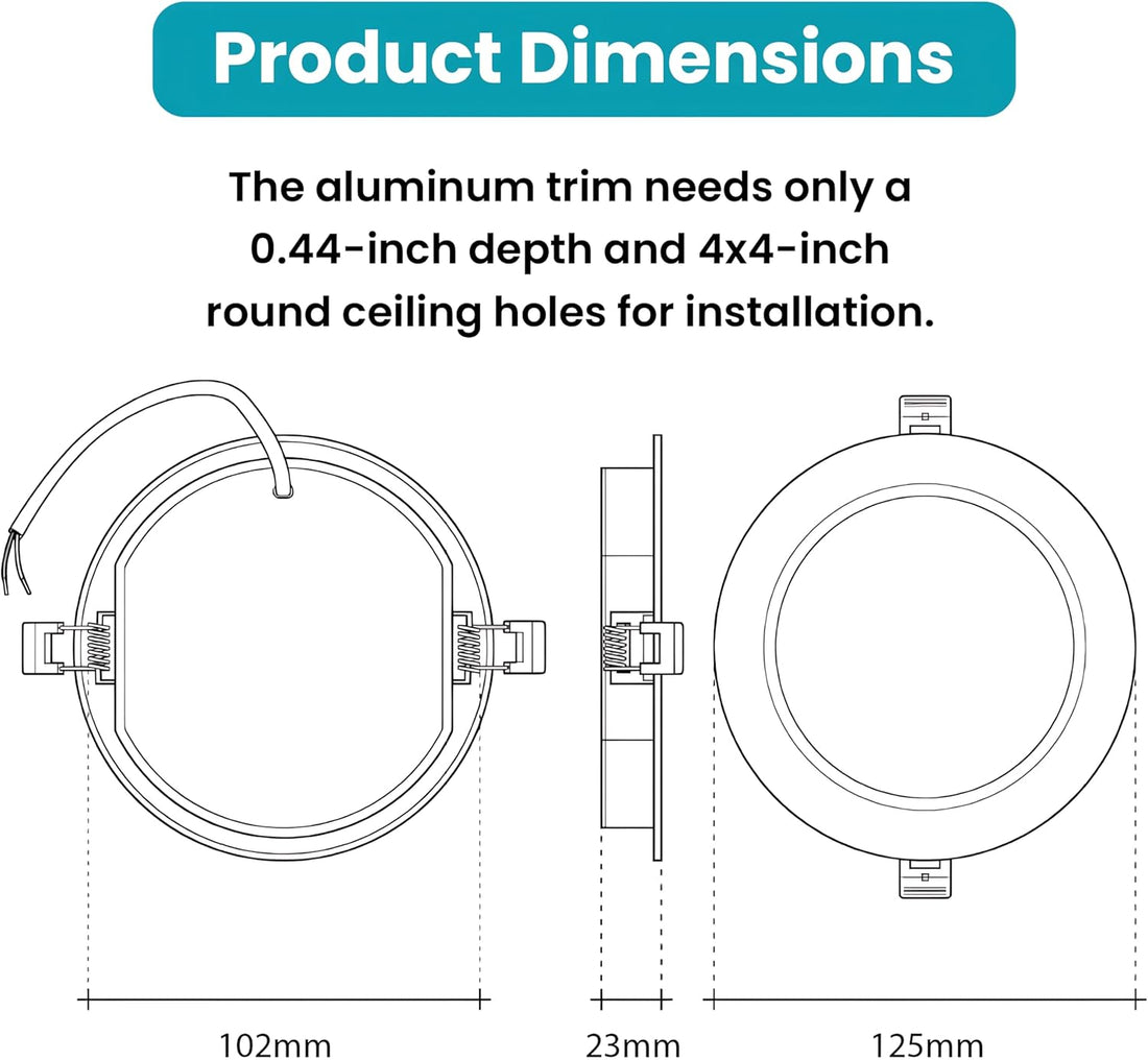 4-Inch LED Recessed Slim Pot Lights with Junction Box, 3000K Warm White, Dimmable 9W 750LM High Brightness Led Panel Lights, IC Rated Indoor & Outdoor Led Ceiling Lights, ETL Listed (6 Pack)