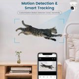 Littleelf Camera Surveillance Interieur, 2K Pet Cameras with Phone App for Dog/Baby Indoor Security Camera WiFi Baby Monitor with Motion & Sound Detection, 360° View Home Camera Works with Alexa