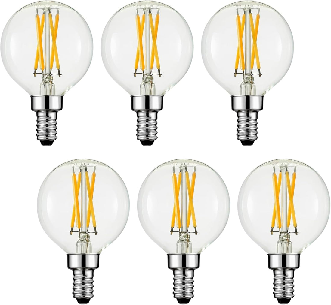 LED Filament Clear G12.5 Candelabra Base E12 3000K 40W 400LM CRI90 Dimmable - (6-Pack)