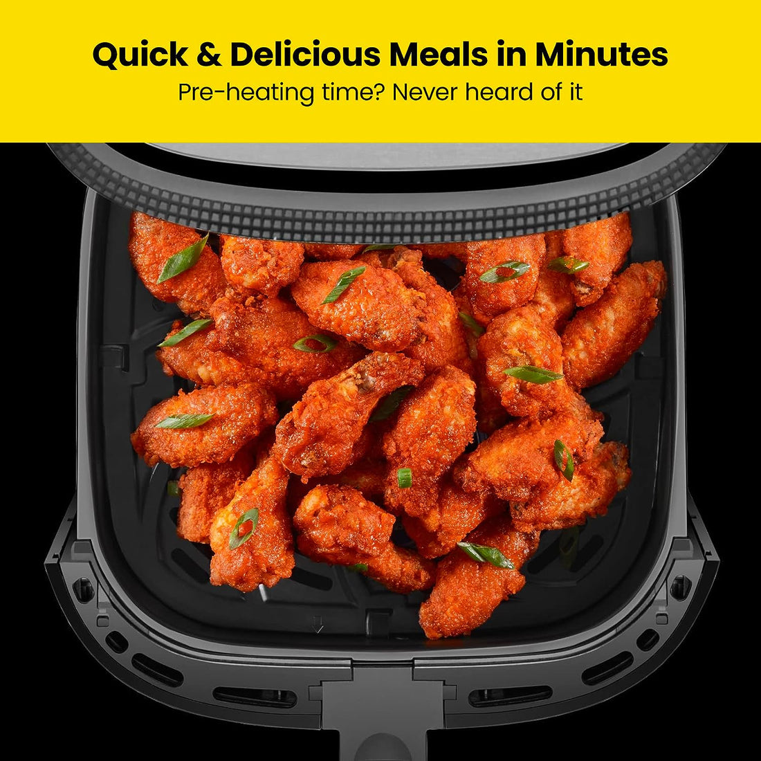 TurboFry® Touch Air Fryer, XL 8-Qt (7.5L) Family Size, One-Touch Digital Control Presets, French Fries, Chicken, Meat, Fish, Nonstick Dishwasher-Safe Parts, Automatic Shutoff, Stainless Steel.Free shipping,fast delivery.