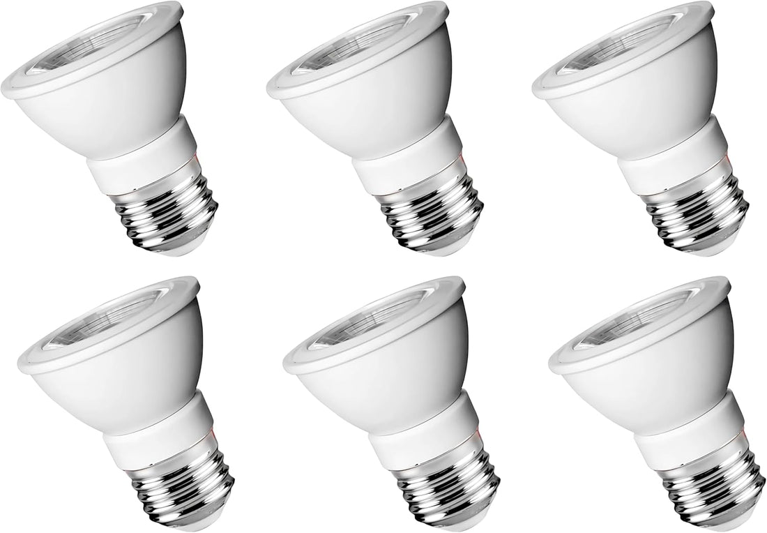 PAR16 LED Bulb, 7W-50W Equivalent,E26 Base  Warm White 3000K, 490LM, CRI80, Dimmable,CUL (6-Pack)