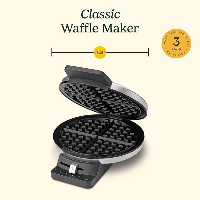 Round Classic Waffle Maker, Brushed Stainless,Silver,fast and free delivery.