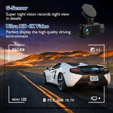 Dash Cam, 3 Channel Dash Cam, 4K+1080P Dash Cam Front and Inside, Triple Dash Cam for Car, Dash Camera with 32GB Card, 2160P Full UHD, G-Sensor, 170°Deg Wide Angle Dashboard with Infrared Night Vision