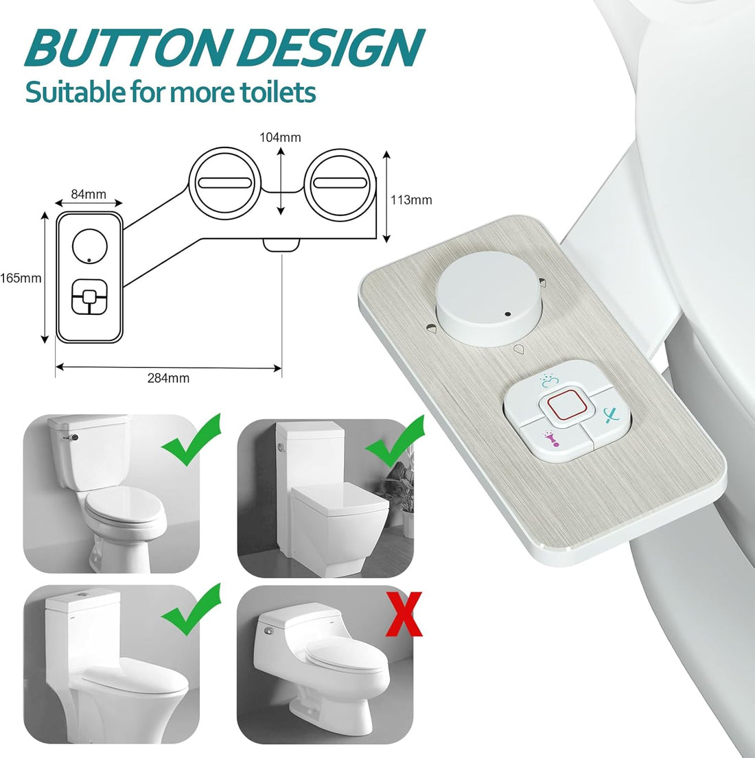 Bidet Attachment - Non-Electric Cold Water Bidet Toilet Seat Attachment with Pressure Controls,Retractable Self-Cleaning Dual Nozzles for Frontal & Rear Wash