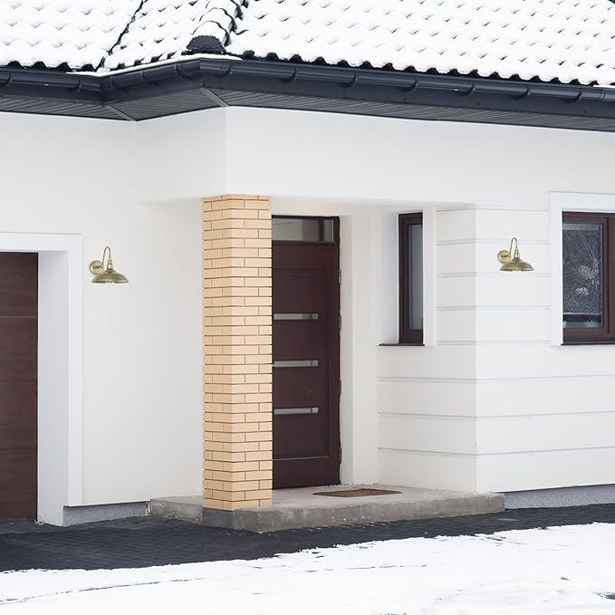 10" Outdoor Barn Light Fixture Wall Mounted Outside Gooseneck Wall Lighting with Brass Finish, Exterior Farmhouse Wall Sconce Waterproof Porch Wall Lighting for Patio, Garage,ETL Listed,free and fast delivery.