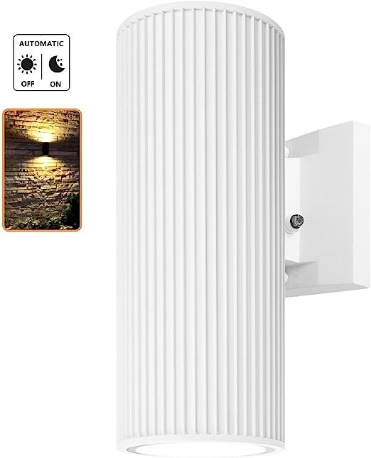 Dusk to Dawn Sensor Outdoor Wall Sconce, Exterior Lighting - ETL Listed, Die-Casting Aluminum Waterproof Wall Mount Cylinder Design - Up Down Light Fixture for Porch, Garage, Garden and Patio, fast delivery.