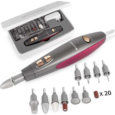 Cymak Electric Nail Drill, 10 in 1 Manicure and Pedicure Kit for Professional Acrylic Nails & Real Nails, Electric Nail File Set, Hand Foot & Nail Tools Plus 20 Sanding Bands