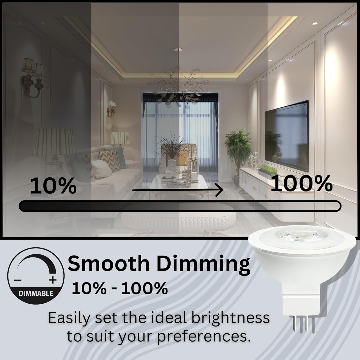 MR16, 50W Equivalent, 3000K, 580LM, Dimmable LED Light Bulb (6-Pack)