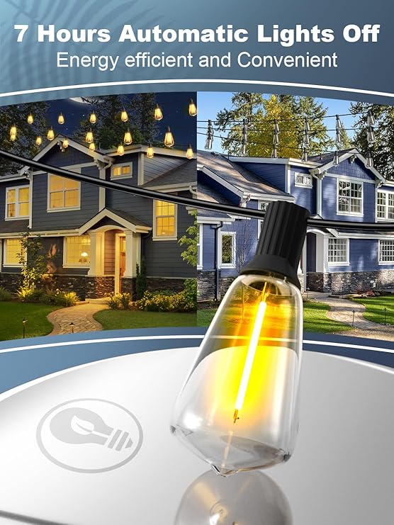 50FT Solar String Lights Outdoor Waterproof, Solar Patio Lights with 25+2 Dimmable ST38 Edison Bulbs Shatterproof,Solar Powered String Lights for Outside Garden Backyard,UL and ETL Certified,free and fast delivery.