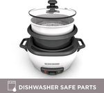 BLACK+DECKER 2-in-1 Rice Cooker & Food Steamer -  Automatic Keep Warm, Nonstick Bowl, Steaming Basket - Effortless Cooking