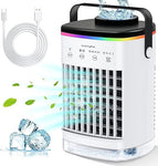 Portable Air Conditioners, 1200ML Cooling fan Mini Air Conditioner with Remote Control,4 Wind Speed &amp; 7 LED Light,3 Cool Mist&amp; 2-8H Timer,Personal Air Conditioner Air Cooler for Room/Office (Black-1).Free shipping,fast delivery.