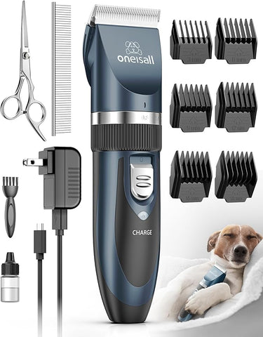 Oneisall Dog Clippers Low Noise Rechargeable Cordless Electric Quiet Hair Clippers Set for Dogs Cats Pets, Free shipping, fast delivery.