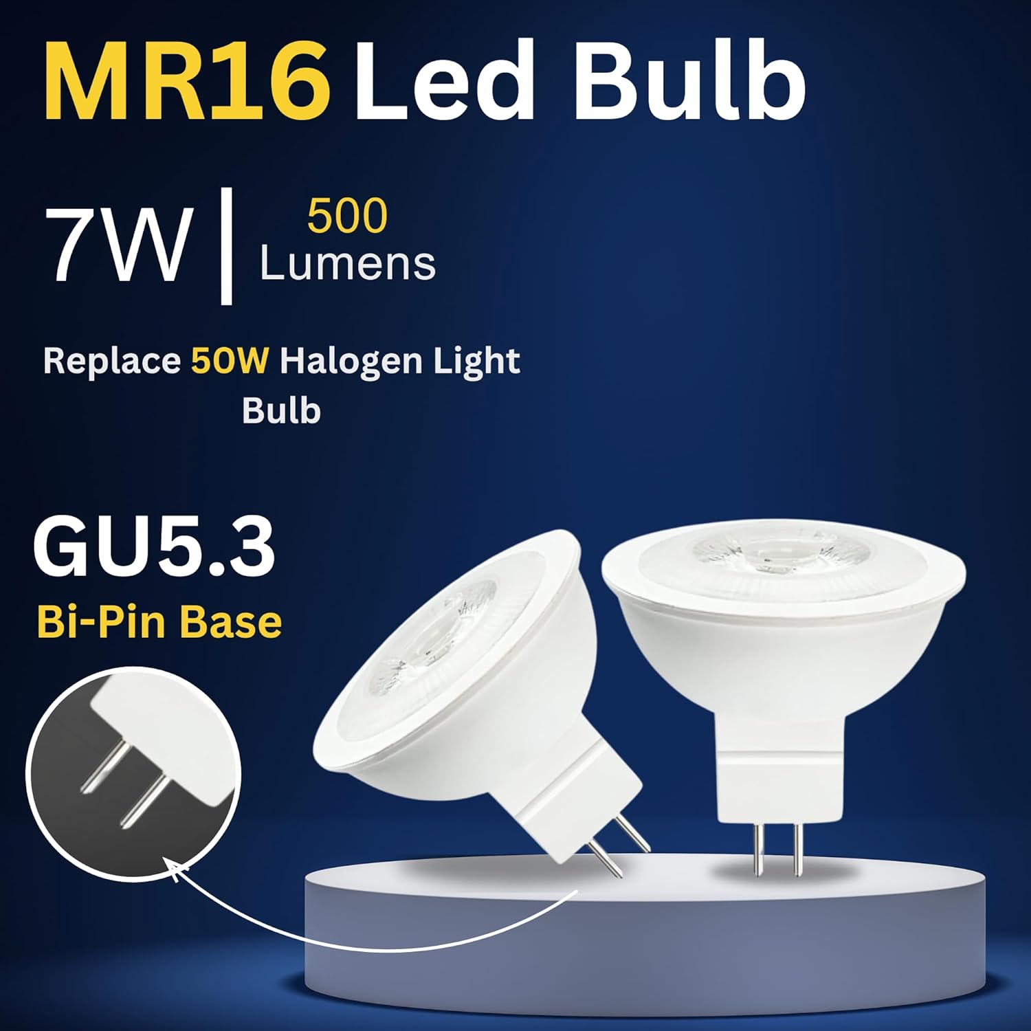 MR16, 50W Equivalent, 5000K, 580LM, Dimmable LED Light Bulb (6-Pack)