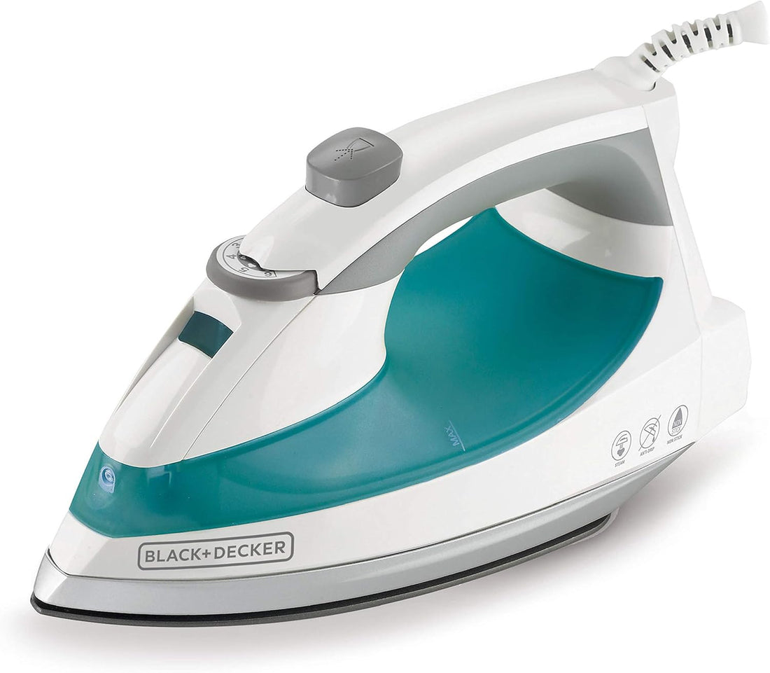 BLACK+DECKER 1200-Watt Lightweight Steam Iron, Anti-Drip, Variable Temperature Control, Teal