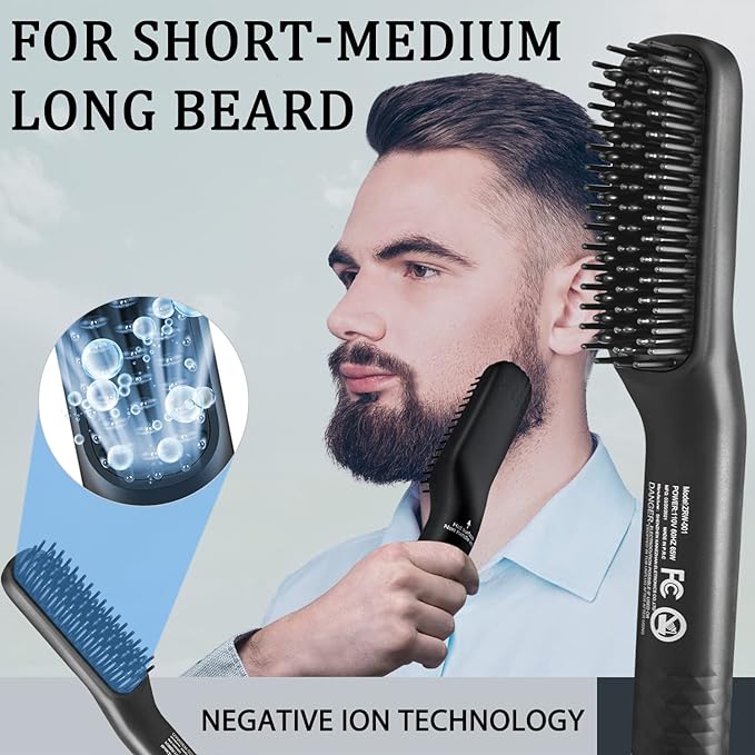 Beard Straightener w/Beard Balm ; Beard Growth Oil , Beard Guide E-Book,Upgraded 3 in 1 Hair Straightener Brush Beard Straightening Comb,Unique Stocking Stuffers Gifts for Men Him Husband.Free and fast delivery.