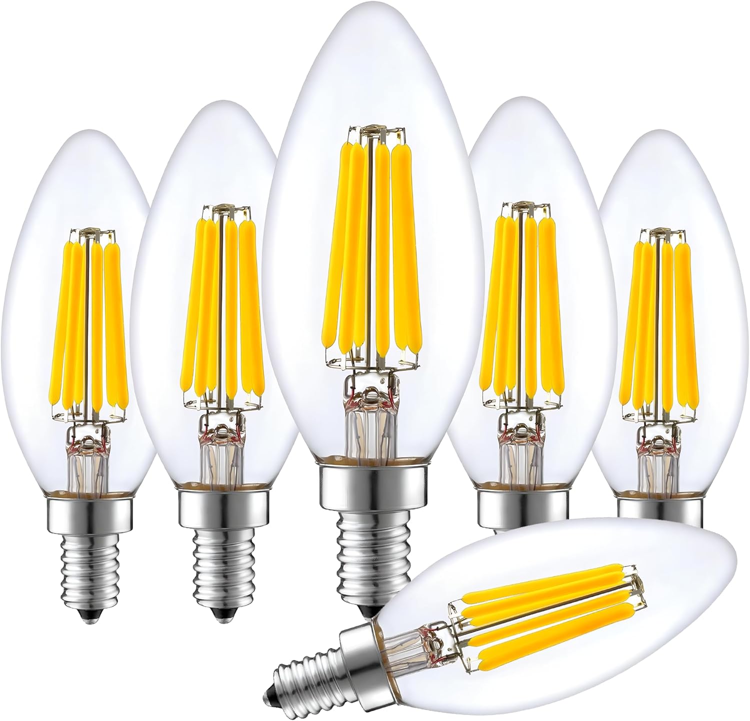Strak E12 Candelabra LED Light Bulb Dimmable 4000K Natural White, 6W (60W Equivalent) 600 Lumens, B10 Shape LED Candle Light Bulb e12 Base for Chandelier, Vanity Light, Ceiling Fan Light (6-Pack)
