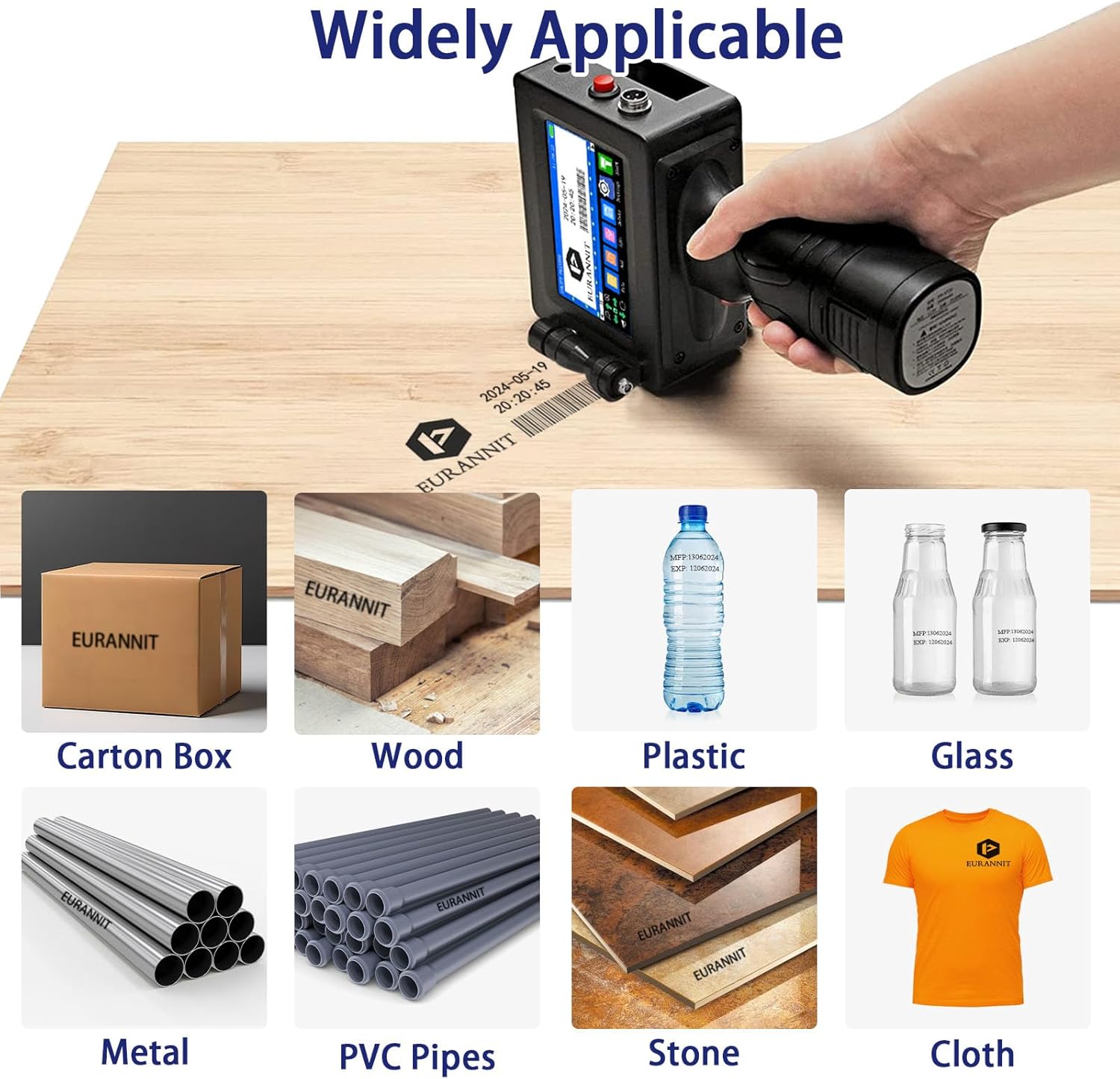 Handheld Inkjet Printer 0.5 in, E15 Portable Handheld Inkjet Printer Gun 4.3 Inch LED Touch Screen, for Text Logo Date Batch Number QR Barcode,FREE AND FAST SHIPPING