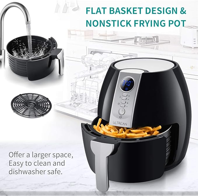 Air Fryer, 4.2 Quart (4 Liter) Electric Hot Air Fryers Oven Oilless Cooker with LCD Digital Screen and Nonstick Frying Pot, UL Certified,fast and free shipping.