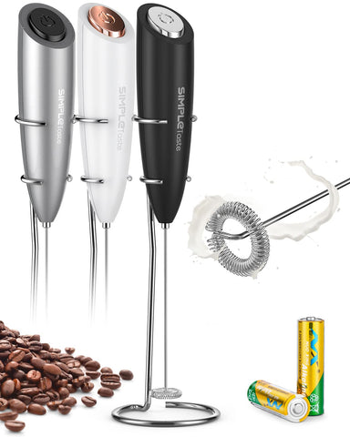 Cymak Milk Frother Handheld Battery Operated Electric Foam Maker, Drink Mixer with Stainless Steel Whisk and Stand for Cappuccino, Bulletproof Coffee, Latte
