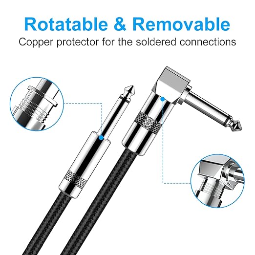 Guitar Cable 10ft New bee Electric Instrument Cable Bass AMP Cord for Electric Guitar, Bass Guitar, Electric Mandolin, Pro Audio (Right Angle to Straight, Black), FREE AND FAST DELIVERY.