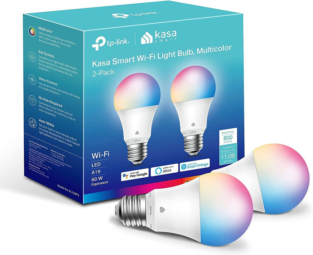 New Smart Bulb, Full Colour Changing Dimmable Smart WiFi Light Bulb Compatible with Alexa and Google Home, A19, 9W 800 Lumens,2.4Ghz only, No Hub Required