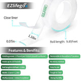 EZlifego Double Sided Tape Heavy Duty, Extra Large Nano Double Sided Adhesive Tape, Clear Mounting Tape Picture Hanging Adhesive Strips,Removable Wall Tape Sticky Poster Tape Decor Carpet Tape(9.85FT),Free shipping, Fast Deivery