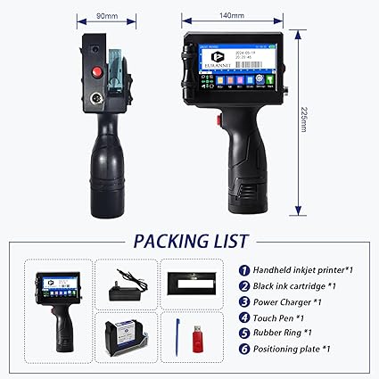 Handheld Inkjet Printer 0.5 in, E15 Portable Handheld Inkjet Printer Gun 4.3 Inch LED Touch Screen, for Text Logo Date Batch Number QR Barcode,FREE AND FAST SHIPPING