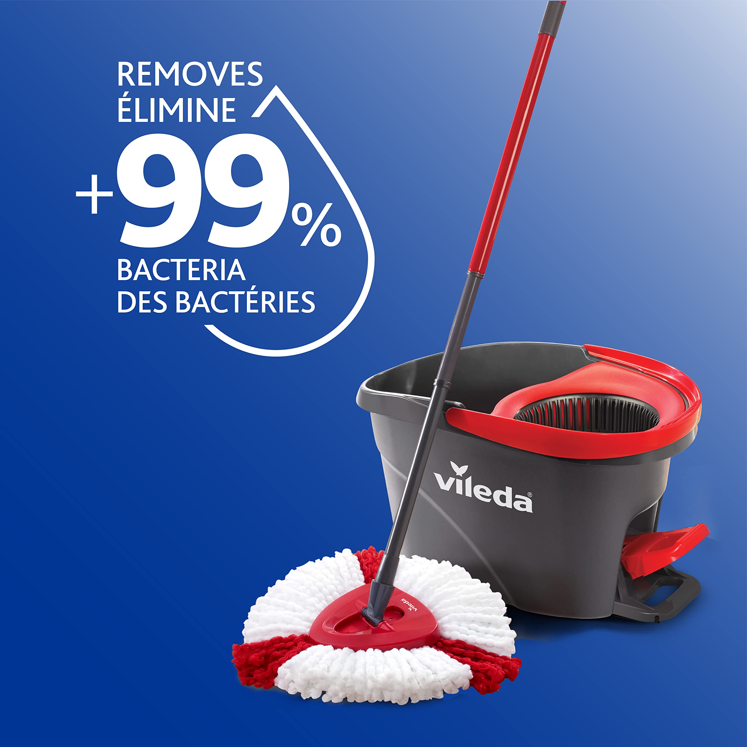 Vileda EasyWring Microfibre Spin Mop & Bucket Floor Cleaning System with Power Refill