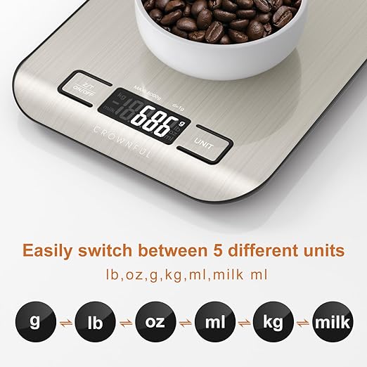 Food Scale, 11lb Digital Kitchen Scales Weight Ounces and Grams for Cooking and Baking, 6 Units with Tare Function (Battery Included)Free shipping,fast delivery