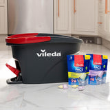 Vileda EasyWring Microfibre Spin Mop & Bucket Floor Cleaning System (EasyWring System + 1 Refill)