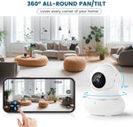 Littleelf Camera Surveillance Interieur, 2K Pet Cameras with Phone App for Dog/Baby Indoor Security Camera WiFi Baby Monitor with Motion & Sound Detection, 360° View Home Camera Works with Alexa