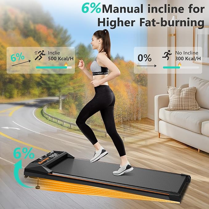 Walking Pad with Incline 15°, 4 in 1 Under Desk Treadmill, Portable Treadmill with Remote Control, 300LBS Capacity Walking Running Treadmill for Home & Office,Fast and free shipping.