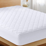 Cymak Bedding Quilted Fitted Mattress Pad - Mattress Cover Stretches up to 16 Inches Deep - Mattress Topper