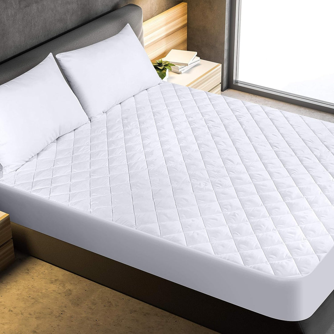 Utopia Bedding Quilted Fitted Mattress Pad - Mattress Cover Stretches up to 16 Inches Deep - Mattress Topper (Twin)