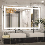 Cymak LED Mirror Bathroom Mirror with Lights, Lighted Vanity Mirror, Wall Mounted Anti-Fog Dimmable Lighting Makeup Mirrors, IP54 Waterproof Shatterproof (Vertical or Horizontal)
