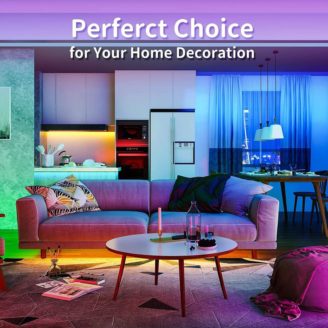 Led Lights for Bedroom 100ft(2 Rolls of 50ft) Smart Music Sync Color Changing LED Strip Lights with App and Remote Control RGB LED Strip, LED Lights for Room Home Party Decoration