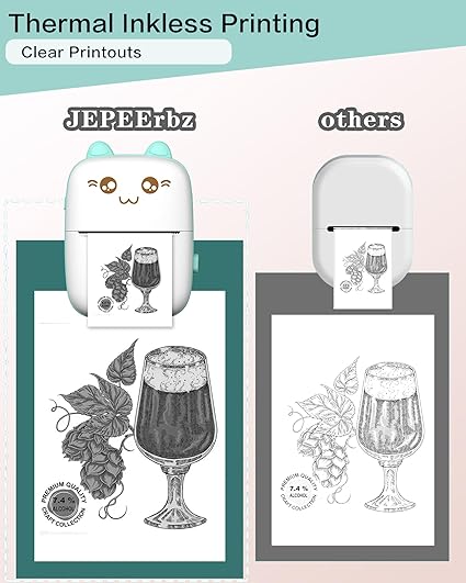 Mini Printer Portable, Inkless Sticker Printer with 8 Rolls Paper, Bluetooth Wireless mini Thermal Printer Compatible with iOS + Android for Journal, Memo, Photo, Print Pod Gifts for Girls Kids,Colour Name: Blue. Fast and free shipping.