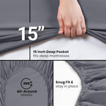 Cymak Bedding Full XL Fitted Sheet - Bottom Sheet - Deep Pocket - Soft Microfiber -Shrinkage and Fade Resistant-Easy Care -1 Fitted Sheet Only (Grey)