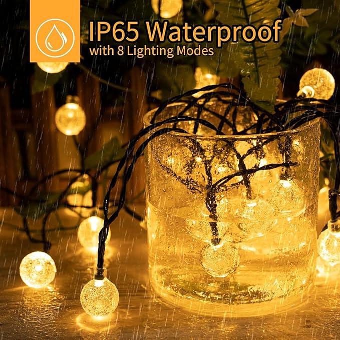 Solar String Lights Outdoor 60 Led 35.6 FT Crystal Globe Lights with 8 Lighting Modes, Waterproof Solar Powered Patio Lights for Garden Yard Porch Wedding Party Decor (Warm White),free and fast delivery.