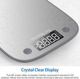 Cymak Digital Food Kitchen Scale, Measures in Grams and Ounces for Baking, Cooking, Weight Loss, 304 Stainless Steel, Silver