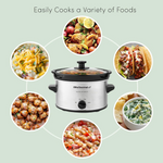 Elite Gourmet MST239X Dishwasher-Safe Glass Lid & Ceramic Pot Electric Slow Cooker, AdjCatable Temp, Entrees, Sauces, Stews and Dips, 2 Qt Capacity