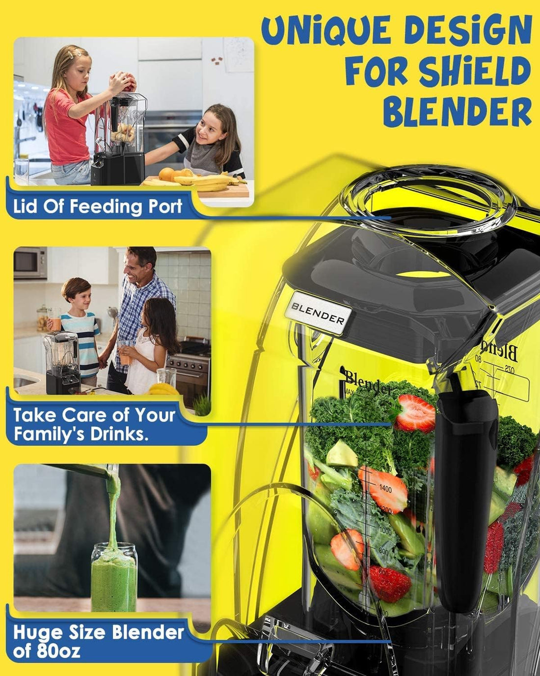 Commercial Quiet Blender, Soundproof Blenders, 2200 Watt Powerful Professional Kitchen Blender with BPA-Free 80oz Pitcher, Smoothie Blender for Commercial and Home K90 (Black),Free shipping,fast delivery.