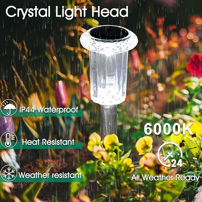 Solar Outdoor Lights, 10 Pack Waterproof Stainless Steel Solar Stake Lights for Pathway Garden Yard Path Walkway Driveway Lawn Patio Outside Decor, Cool White,fast and free delivery.