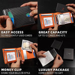 Slim RFID Wallets for Men, Money Clip Bifold Leather Wallet Minimalist Mens Wallet with ID Window and 12 Card Slots Gift Box,free and fast delivery.