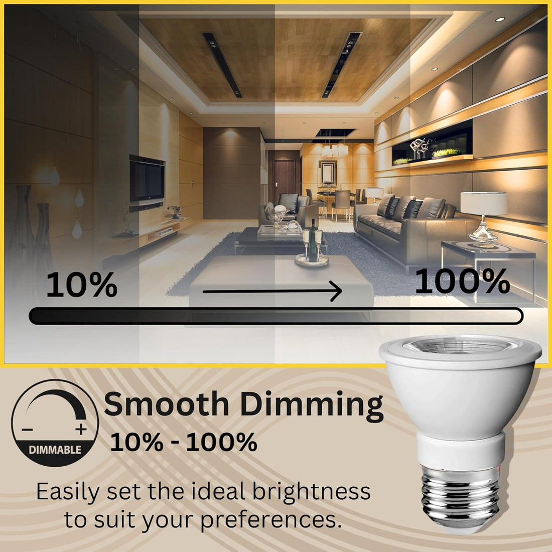 PAR16 LED Bulb, 7W-50W Equivalent,E26 Base  Warm White 3000K, 490LM, CRI80, Dimmable,CUL (6-Pack)