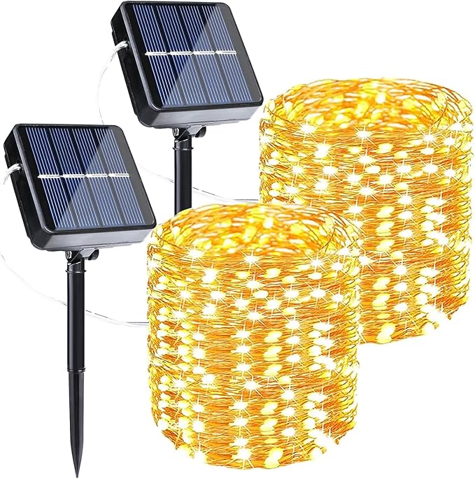 Solar String Lights Outdoor, 2Pack Total 80FT 240LED 8 Modes Solar Fairy Lights, Super Bright Waterproof Twinkle Lights for Tree, Patio, Garden, Outdoors (Warm White) Free and fast delivery.
