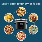 Elite Gourmet MST239X Dishwasher-Safe Glass Lid & Ceramic Pot Electric Slow Cooker, AdjCatable Temp, Entrees, Sauces, Stews and Dips, 2 Qt Capacity