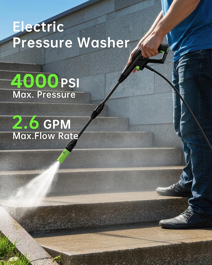 Pressure Washer, 4000PSI 2.6 GPM Max Power Washer with Foam Cannon 23FT Hose PATOOLIO Electric High Pressure Washer for Fences, Patios, Decks, Patios and Cars Visit the Patoolio Store,Free and fast delivery.