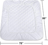 Cymak Bedding Quilted Fitted Mattress Pad - Mattress Cover Stretches up to 16 Inches Deep - Mattress Topper